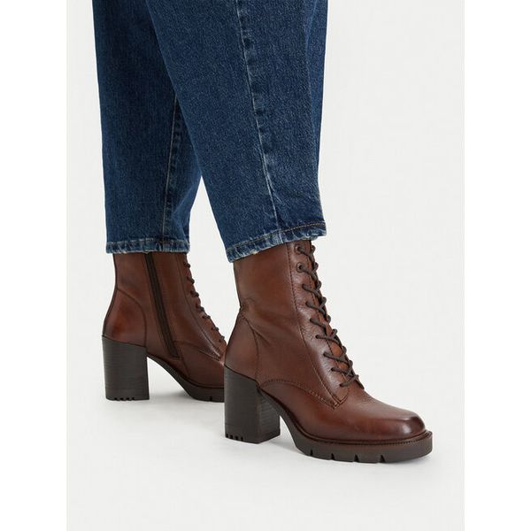 Botki G-Star. Brązowe botki G-Star, bez wzorów, bez obcasa, na słupku, bez zapięcia. Za 429.99 zł.
