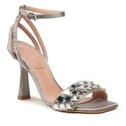 Sandały Alberta Ferretti. Szare sandały Alberta Ferretti, bez wzorów, bez obcasa, na słupku, bez zapięcia. Za 1,899.00 zł.