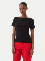 Tommy Hilfiger T-Shirt WW0WW49250 Czarny Slim Fit. Czarne t-shirty TOMMY HILFIGER, m, bez wzorów, z bawełny, bez kołnierzyka, bez ramiączek. Za 289.99 zł.