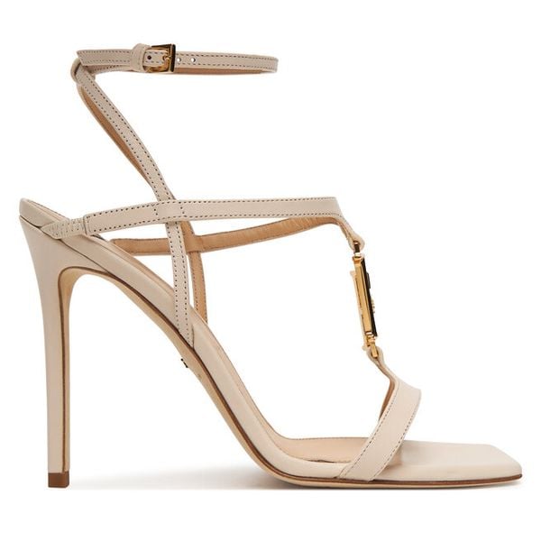 Sandały Elisabetta Franchi. Białe sandały Elisabetta Franchi, bez wzorów, bez obcasa, na szpilce, bez zapięcia. Za 1,587.99 zł.