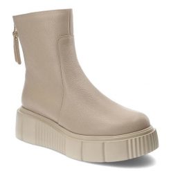 Beżowe Botki Lemar Skórzane Ocieplane Buty Damskie. Brązowe botki Lemar, na jesień, z aplikacjami, ze skóry, bez obcasa, bez zapięcia. Za 359.00 zł.