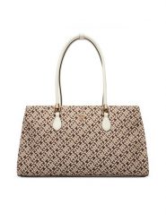 Tommy Hilfiger Torebka Th Grace Satchel Jacquard AW0AW18754 Brązowy. Brązowe torebki klasyczne TOMMY HILFIGER, bez wzorów, z materiału, bez dodatków. Za 749.99 zł.