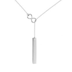 Naszyjnik nieskończoność z blaszką srebrny 48 cm. Szare naszyjniki Lilou, srebrne. Za 249.00 zł.