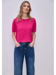 Street One Koszulka w kolorze różowym rozmiar: 42. Różowe bluzki Street One, bez wzorów, street, bez kołnierzyka, bez ramiączek. Za 100.99 zł.
