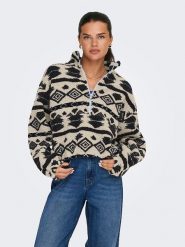 ONLY Bluza polarowa w kolorze kremowo-czarnym rozmiar: M. Brązowe bluzy Only, m, bez wzorów, z polaru, bez kaptura. Za 163.26 zł.