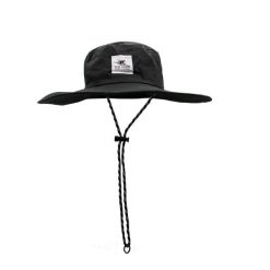 Kapelusz - nylonowy - z długim rondem / dla dorosłych /uniwersalny (czarny). Czarne kapelusze SURF MONKEY, bez wzorów, z bawełny. Za 179.95 zł.