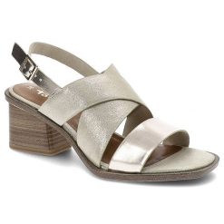 Złote Sandały Tamaris Skórzane Eleganckie Buty. Żółte sandały Tamaris, bez wzorów, eleganckie, bez obcasa, na obcasie, bez zapięcia. Za 239.00 zł.