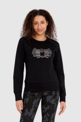 AERONAUTICA MILITARE Czarna bluza damska z dużym haftowanym logo, Rozmiar XS. Czarne bluzy sportowe AERONAUTICA MILITARE, s, bez wzorów, bez kaptura. W wyprzedaży za 319.99 zł.