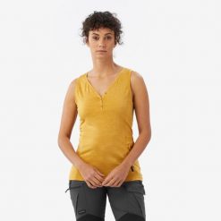 Koszulka na ramiączka trekkingowa damska Merino Fresh. Brązowe bluzki SIMOND, l, bez wzorów, z materiału, sportowe, bez kołnierzyka, bez ramiączek. W wyprzedaży za 34.99 zł.