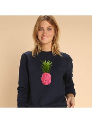 WOOOP Bluza "Floral pineapple" w kolorze granatowym rozmiar: S. Niebieskie bluzy Wooop, s, bez wzorów, z bawełny, bez kaptura. Za 108.99 zł.