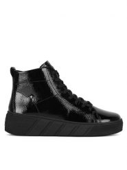 Rieker Revolution Lifestyle Trzewiki W0561-01 Czarny. Czarne botki Rieker Revolution Lifestyle, bez wzorów, z lakierowanej skóry, bez obcasa, na płaskiej podeszwie, bez zapięcia. Za 375.00 zł.