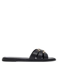 TWINSET Klapki 251TGT090 Czarny. Czarne klapki Twinset, bez wzorów, ze skóry, bez obcasa. Za 669.99 zł.