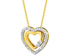 Naszyjnik z żółtego i białego złota z diamentami - serce - 0,10 ct - próba 375. Białe naszyjniki Apart, z diamentem, złote. Za 2,449.00 zł.