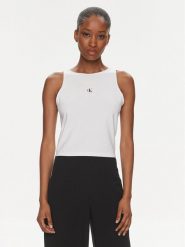 Calvin Klein Jeans Top Archival J20J223107 Biały Slim Fit. Białe topy Calvin Klein Jeans, xl, bez wzorów, z jeansu, bez kołnierzyka, bez ramiączek. Za 99.99 zł.