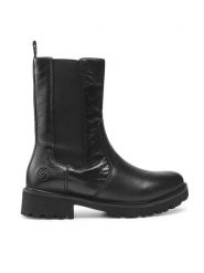 Remonte Botki D8685-01 Czarny. Czarne botki Remonte, bez wzorów, ze skóry, bez obcasa, na płaskiej podeszwie, bez zapięcia. Za 469.99 zł.