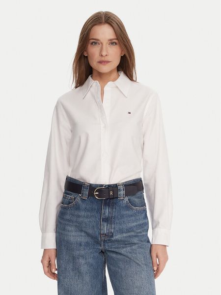 Tommy Hilfiger Koszula WW0WW46111 Biały Relaxed Fit. Białe koszule TOMMY HILFIGER, bez wzorów, z bawełny, biznesowe, bez kołnierzyka, bez ramiączek. Za 429.99 zł.