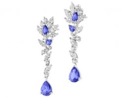 Kolczyki z białego złota z diamentami i tanzanitami - próba 750. Białe kolczyki Apart, z diamentem, złote. Za 48,990.00 zł.