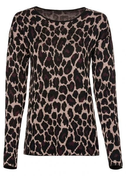 Cienki sweter w żakardowy wzór. Brązowe swetry bonprix, bez wzorów, z żakardem, bez ramiączek. Za 112.99 zł.