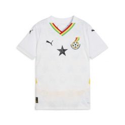 Młodzieżowa koszulka domowa Ghana 2025 PUMA White Pelé Yellow. Biała bluzki Puma, m, bez wzorów, młodzieżowe, bez kołnierzyka, bez ramiączek. Za 329.00 zł.