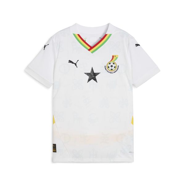 Młodzieżowa koszulka domowa Ghana 2025 PUMA. Biała bluzki Puma, m, bez wzorów, młodzieżowe, bez kołnierzyka, bez ramiączek. Za 329.00 zł.