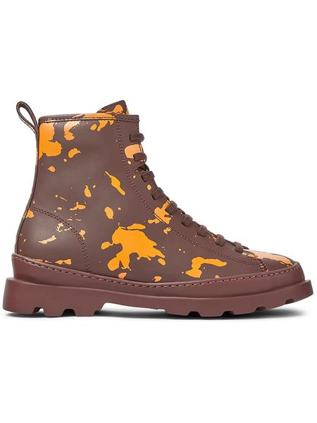Camper Skórzane botki w kolorze brązowo-pomarańczowym rozmiar: 37. Brązowe botki Camper, bez wzorów, bez obcasa, bez zapięcia. Za 319.95 zł.