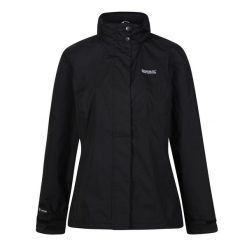Kurtka turystyczna przeciwdeszczowa Damska Daysha. Czarne kurtki sportowe Regatta, xl, bez wzorów, bez kaptura, trekkingowe. Za 128.99 zł.