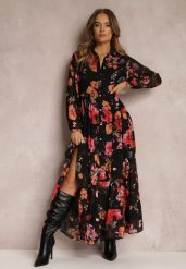 Czarna Sukienka Klymano. Czarne sukienki Renee, l, bez wzorów, bez kołnierzyka, bez ramiączek, maxi, koszulowe. Za 129.99 zł.