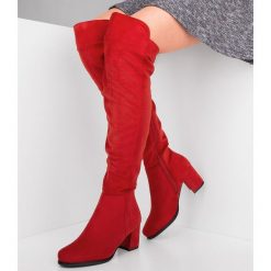 Kozaki damskie Foreverfolie H306 Czerwone. Czerwone kozaki Foreverfolie, z materiału, bez obcasa, na obcasie, bez zapięcia. Za 139.00 zł.