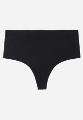 Czarne Majtki Stringi High Waist o Bezszwowym Wykończeniu Oreasa. Czarne stringi Renee, bez wzorów. Za 29.99 zł.