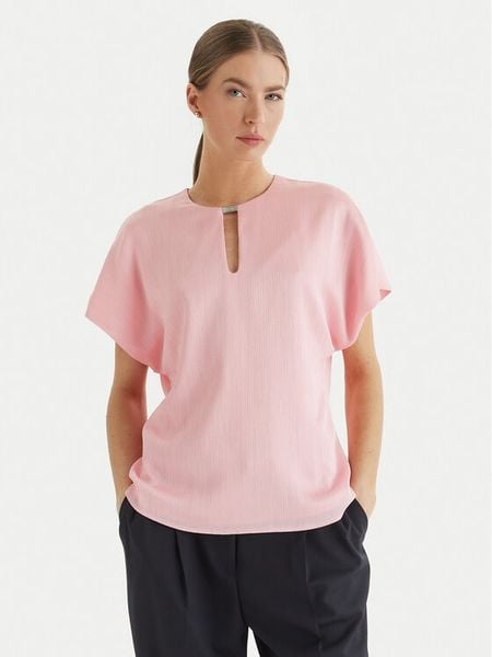 Calvin Klein Bluzka LV044F150G Różowy Regular Fit. Czerwone bluzki Calvin Klein, s, bez wzorów, z syntetyku, bez kołnierzyka, bez ramiączek. Za 218.99 zł.