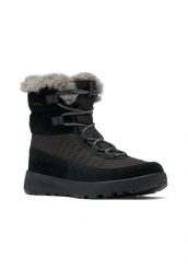Buty zimowe damskie, Columbia Slopeside Peak Luxe. Czarne trekkingi Columbia, z materiału, trekkingowe. Za 296.99 zł.