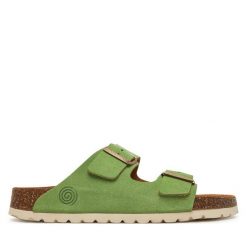Klapki Dr. Brinkmann. Zielone klapki Dr. Brinkmann, bez wzorów, bez obcasa. Za 279.99 zł.
