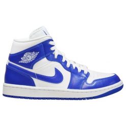 Buty sportowe damskie Air Jordan 1 Mid. Niebieskie obuwie sportowe Jordan, bez zapięcia. Za 674.49 zł.