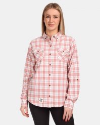 Koszula flanelowa damska Kilpi FLANNY-W. Czerwone koszule Kilpi, bez wzorów, z bawełny, klasyczne, bez kołnierzyka, bez ramiączek. Za 192.00 zł.