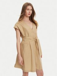 Weekend Max Mara Sukienka codzienna Mitico 2515221132 Beżowy Regular Fit. Brązowe sukienki Weekend Max Mara, na co dzień, bez wzorów, z bawełny, bez kołnierzyka, bez ramiączek, proste. Za 819.99 zł.
