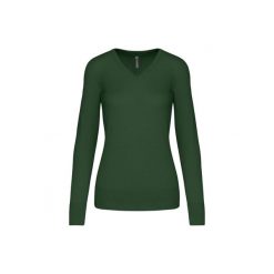 Damski sweter v-neck Kariban. Zielone swetry KARIBAN, na zimę, bez wzorów, bez ramiączek. Za 200.50 zł.