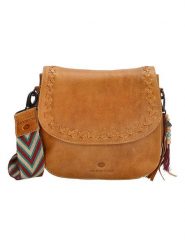 Micmacbags Skórzana torebka w kolorze karmelowym - 24 x 22 x 9 cm rozmiar: onesize. Brązowe torby na ramię Micmacbags, bez wzorów, z materiału, na ramię, bez dodatków. Za 233.33 zł.