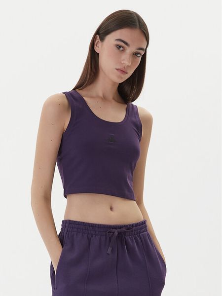 Adidas Top Essentials Small Logo KB7127 Fioletowy Slim Fit. Fioletowe topy Adidas, l, bez wzorów, z bawełny, bez kołnierzyka, bez ramiączek. Za 69.99 zł.
