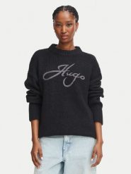 HUGO Sweter 50569398 Czarny Relaxed Fit. Czarne swetry Hugo, xl, bez wzorów, z wełny, bez ramiączek. Za 764.99 zł.