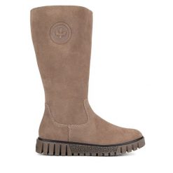 Kozaki Rieker. Brązowe kozaki Rieker, bez obcasa, na płaskiej podeszwie, bez zapięcia. Za 439.99 zł.