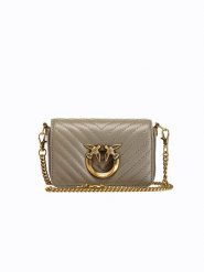 Pinko Skórzana torebka w kolorze szarym - 13 x 8 x 5 cm rozmiar: onesize. Szare torby na ramię Pinko, z aplikacjami, z materiału, na ramię, bez dodatków. Za 878.53 zł.