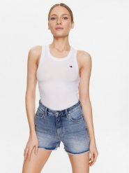 Tommy Hilfiger Top ThxSm WW0WW38987 Biały Slim Fit. Białe topy TOMMY HILFIGER, xl, bez wzorów, bez kołnierzyka, bez ramiączek. Za 179.99 zł.