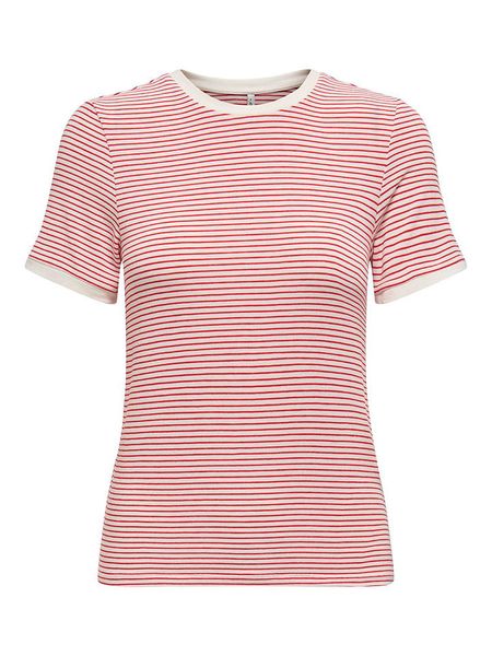 ONLY Koszulka w kolorze czerwono-białym rozmiar: S. Białe bluzki Only, s, bez wzorów, bez kołnierzyka, bez ramiączek. Za 73.76 zł.