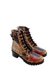 Goby Botki w kolorze brązowym ze wzorem rozmiar: 39. Brązowe botki Goby, bez wzorów, z materiału, z okrągłym noskiem, bez obcasa, bez zapięcia. Za 304.99 zł.