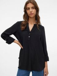 Vero Moda Bluzka w kolorze czarnym rozmiar: S. Czarne bluzki Vero Moda, s, bez wzorów, z wiskozy, bez kołnierzyka, bez ramiączek. Za 39.58 zł.
