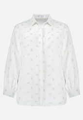 Biała Koszula w Drobny Błyszczący Print Zapinana na Guziki Weminera. Białe koszule Born2be, l, bez wzorów, bez kołnierzyka, bez ramiączek. Za 39.99 zł.