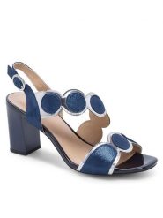 Lasocki Sandały WYL3119-2Z Granatowy. Niebieskie sandały Lasocki, bez wzorów, ze skóry, bez obcasa, na słupku, bez zapięcia. Za 229.99 zł.