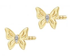 Kolczyki z żółtego złota z diamentami - motyle - 0,006 ct - próba 585. Żółte kolczyki Apart, z diamentem, złote. Za 1,329.00 zł.