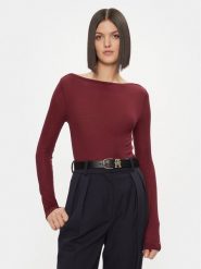 Tommy Hilfiger Bluzka Slim Soft Tencel Boat-Nk Top Ls WW0WW39788 Bordowy Slim Fit. Czerwone bluzki TOMMY HILFIGER, l, bez wzorów, z wiskozy, bez kołnierzyka, bez ramiączek. Za 229.99 zł.