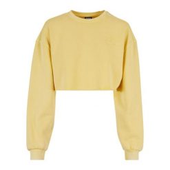Bluza crop haftowane z kwiatami duże rozmiary dla kobiet Urban Classics. Żółte bluzy Urban Classics, bez wzorów, bez kaptura. Za 237.00 zł.
